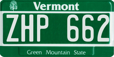 VT license plate ZHP662