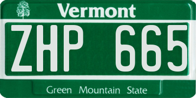 VT license plate ZHP665