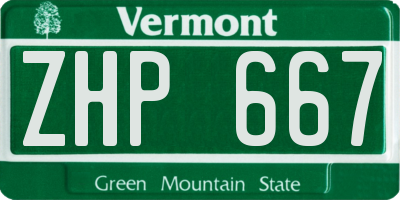 VT license plate ZHP667
