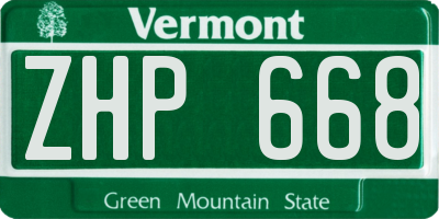 VT license plate ZHP668
