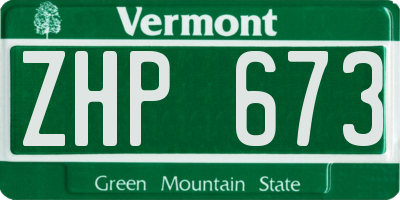 VT license plate ZHP673