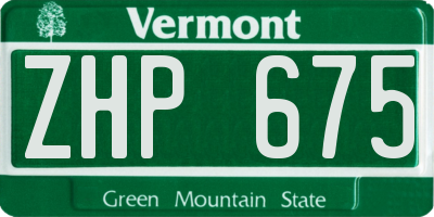VT license plate ZHP675