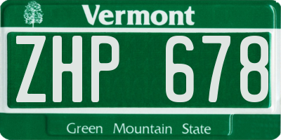 VT license plate ZHP678
