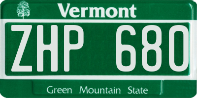 VT license plate ZHP680