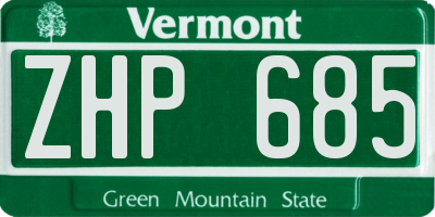 VT license plate ZHP685