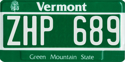 VT license plate ZHP689