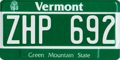 VT license plate ZHP692