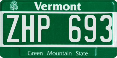 VT license plate ZHP693