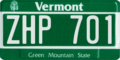VT license plate ZHP701