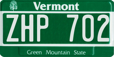 VT license plate ZHP702