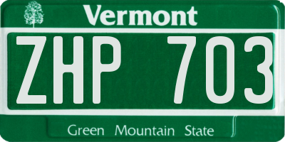 VT license plate ZHP703