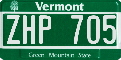 VT license plate ZHP705