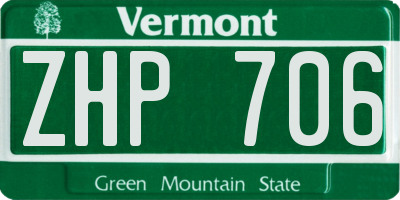VT license plate ZHP706