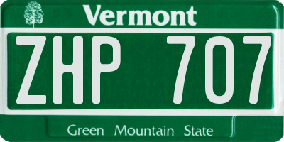 VT license plate ZHP707