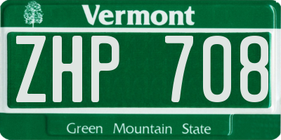 VT license plate ZHP708