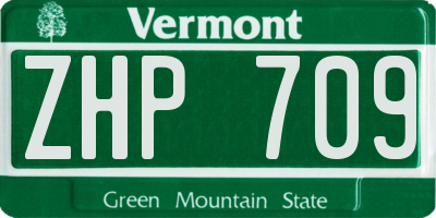 VT license plate ZHP709