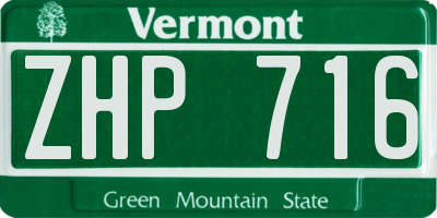 VT license plate ZHP716