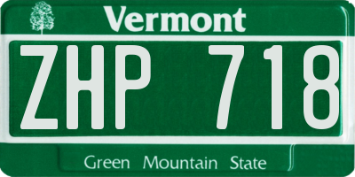 VT license plate ZHP718