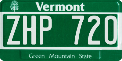 VT license plate ZHP720
