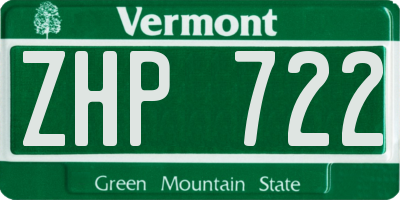 VT license plate ZHP722