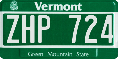 VT license plate ZHP724