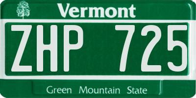 VT license plate ZHP725