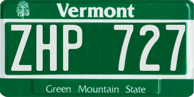 VT license plate ZHP727