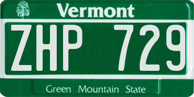 VT license plate ZHP729