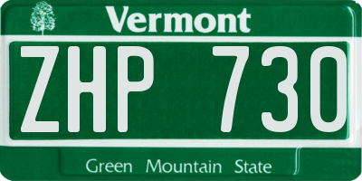 VT license plate ZHP730