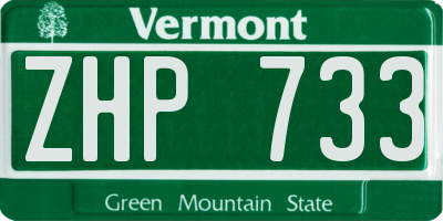 VT license plate ZHP733