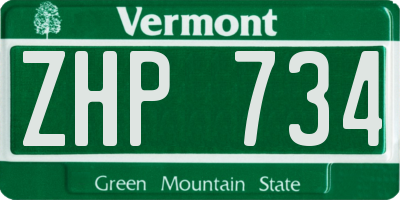 VT license plate ZHP734