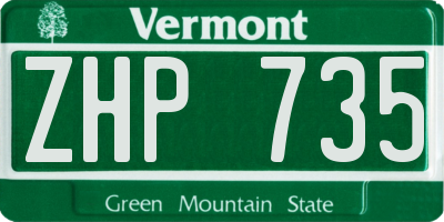 VT license plate ZHP735