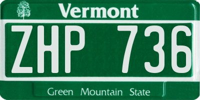 VT license plate ZHP736