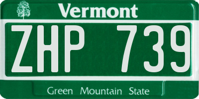 VT license plate ZHP739