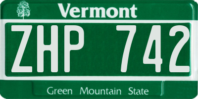 VT license plate ZHP742