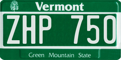 VT license plate ZHP750