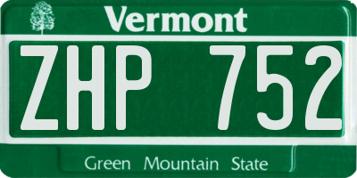 VT license plate ZHP752