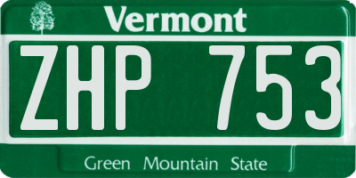VT license plate ZHP753