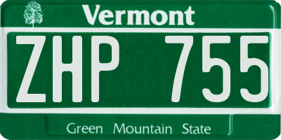 VT license plate ZHP755