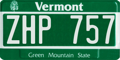 VT license plate ZHP757
