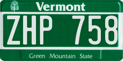 VT license plate ZHP758