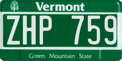 VT license plate ZHP759