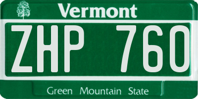 VT license plate ZHP760