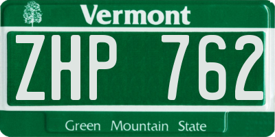 VT license plate ZHP762