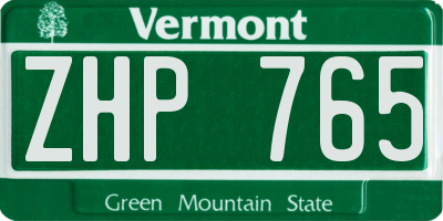VT license plate ZHP765