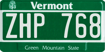 VT license plate ZHP768