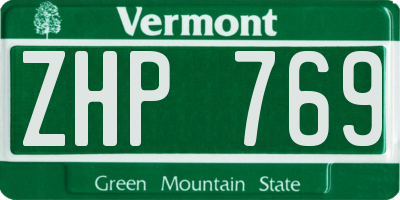VT license plate ZHP769