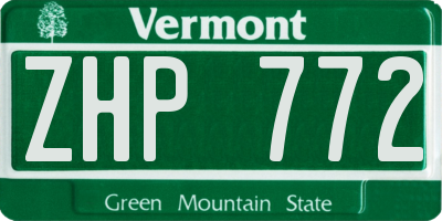 VT license plate ZHP772