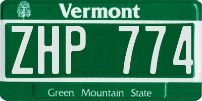 VT license plate ZHP774