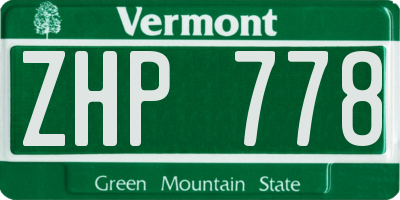 VT license plate ZHP778
